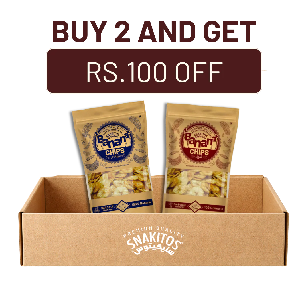 Deal Buy 2 Get 100 RS Off – Snakitos Banana Chips BBQ & Sea Salt