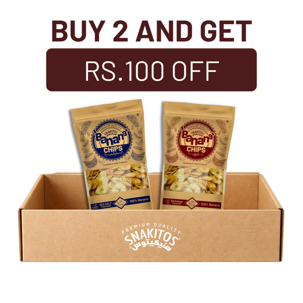 Deal Buy 2 Get 100 RS Off – Snakitos Banana Chips BBQ & Sea Salt