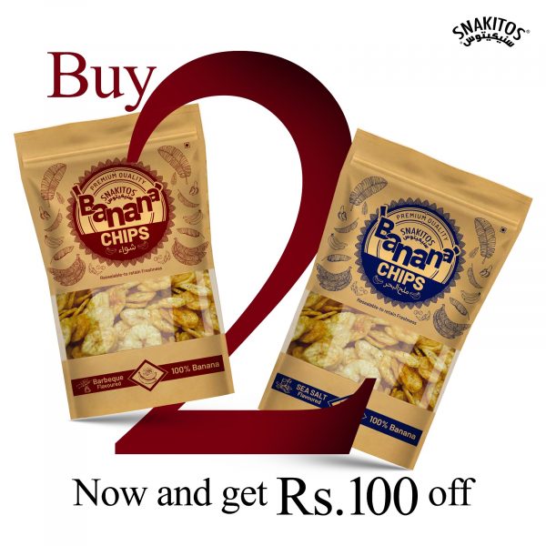 Deal Buy 2 Get 100 RS Off – Snakitos Banana Chips BBQ & Sea Salt