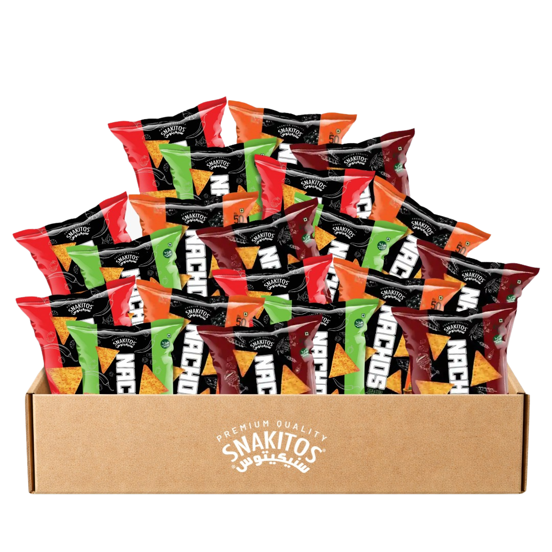 FM Foods Snakitos Nachos Salsa, Paprika, Cheese & Smoky BBQ Pack (20 Packs)