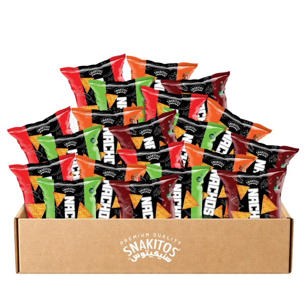 FM Foods Snakitos Nachos Salsa, Paprika, Cheese & Smoky BBQ Pack (20 Packs)
